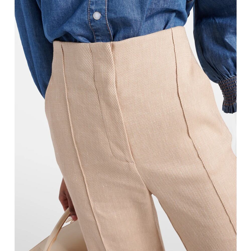 Veronica Beard Komi tan linen blend flare pants size 16 - Picture 3 of 8